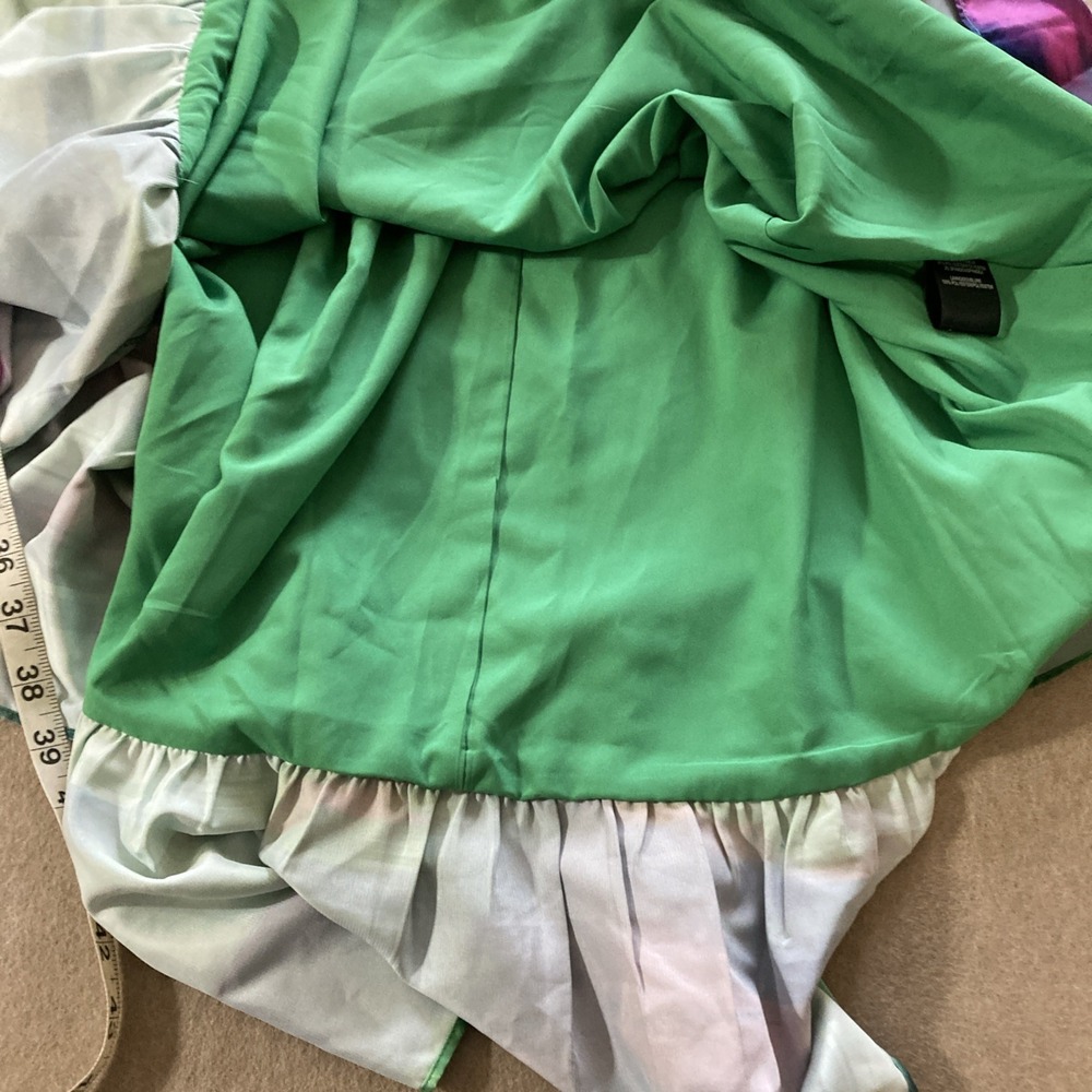 Belle Badgley Mischka Hadley Dress Sz 4 New Green Colorful Satin A Line Read - Picture 10 of 12